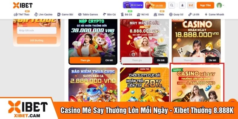 Casino mê say thưởng lớn mỗi ngày