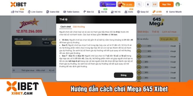 Chơi Mega 645 dễ dàng trên Xibet