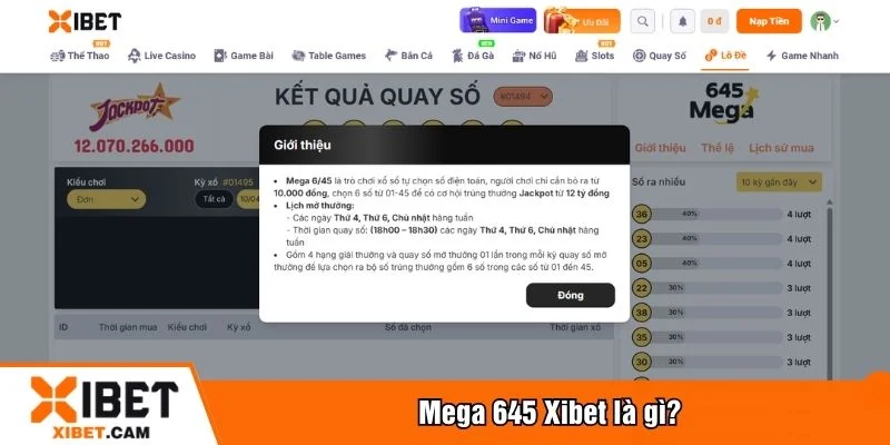 Mega 645 Xibet là hình thức xổ số tự chọn hấp dẫn