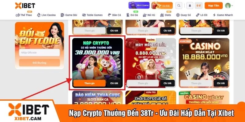 Nạp crypto thưởng đến 38tr