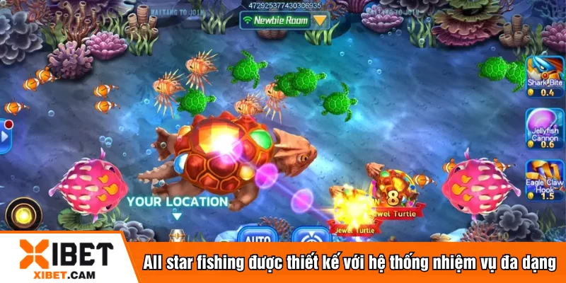All star fishing được thiết kế với hệ thống nhiệm vụ đa dạng