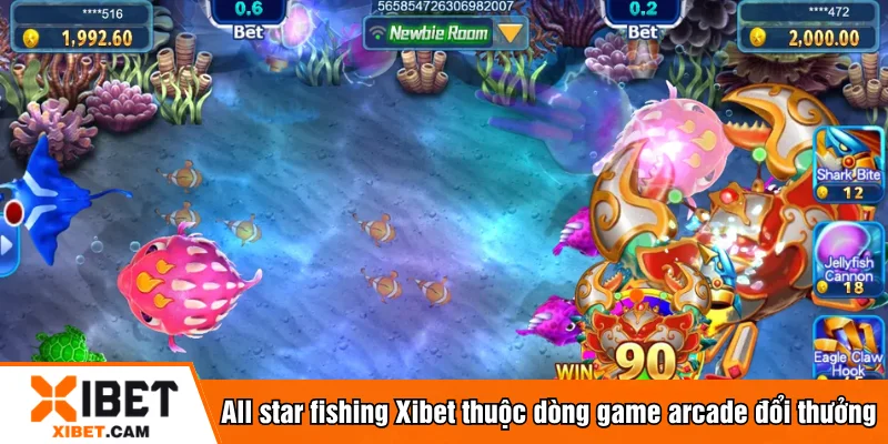 All star fishing Xibet thuộc dòng game arcade đổi thưởng